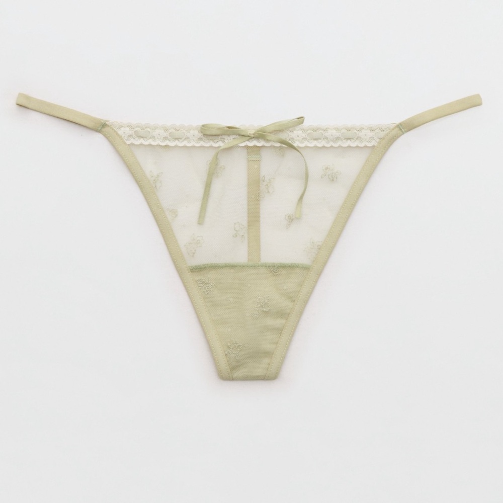 Aerie Show Off Vintage Femme Embroidery Thong Underwear